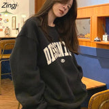 Hat Hoodies Women Preppy Style O-neck Letter Printed Leisure Spring Autumn Streetwear Harajuku Korean Style Hip Hop Basic