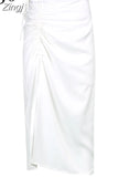 Asymmetrical Drawstring White Long Skirt Women Harajuku Solid Side Split High Waist Summer Skirts Lace Up Party