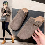Thick-Bottomed Bag Head Half Slippers Women Wearing Spring And Summer Lazy Cork Flat Bottom Casual Cold