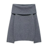 Women's Clothing INS Burst Temperament Simple Word Shoulder Long-Sleeved Sweater Top