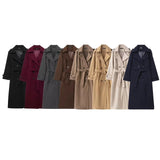 Autumn New Female Retro Leisure Double Buckle With Belt Long Hair