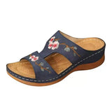 Summer New Women's Shoes Hollow Flowers Embroidered Sandals Slopes And Large-Size Women's