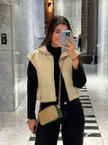 Women's PU Leather Puffer Vest Stand Collar Padded Vest Sleeveless Lightweight Jacket Winter Warm Outerwear Puffer