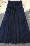 Summer Solid Lace Skirt Women Sweet Mesh High Waist Elegant Office Ladies Korean A-Line Long Skirts