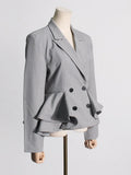 Zingj New High-End Sense Flounce Spell Receive Waist Suit Collar Women's Coat Spring Show Thin Short Small