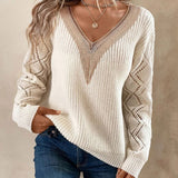 V-Neck Lace New Sweater Loose Casual Jacket Women's Knitwear