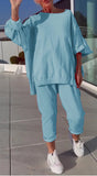 New Casual Solid Color Collar Long-Sleeved Top Sports Trouser Suit