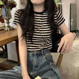 Zingj Bottom Shirt Summer 2024 New Design Sense Short-Sleeved T-Shirt Women's Retro Student Slim
