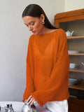 Zingj Sweater 2024 Spring / Summer New Female Perspective Thin Big Round Collar Horn