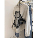 And Autumn 2025 New Sweater Coat Women's Design Color Love Button Knitted Shirt Short Long-Sleeved