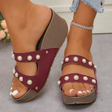 Cool Slippers Women's Summer 2025 New Slope And Thick-Bottomed Fashion Beaded Beach Slippers