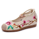 Zingj Heels Single Shoes Ethnic Style Embroidered Cloth Shoes Spring And Autumn Wooden Beads With Women's
