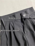 Autumn Winter Korean Fashion Chic Women's Pants Elegant High Waist Bandage Design Loose Wide Leg Woman Trousers Lace