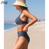 Back Bralette and Cheeky High Waist Bikini Set For Women V-neck Two Pieces Swimsuit 2023 Beach Swimwear Bathing