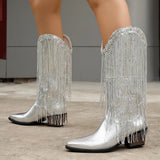 Mid-Clinity Fashion Boots Women Large-Size Retro Coarse And Folded Feet V Mouth Western