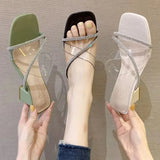 New Women's Style Coarse And Slippers Korean Version Of Simple Fashion Transparent Cool Slippers Outside Wearing The Front Half Slippers