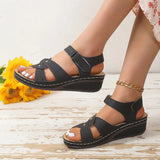 Large-Size Casual Fish-Mouthed Shoes Wish Roman Wind Sandals Women Wear Magic Stickers Women's Roman