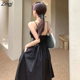 Womens Sleeveless Solid Vintage Sundress High Waist Elegant A-line Fashion French Retro Summer Female Vestidos
