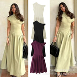 Women's ZA Summer New Temperament Light Long Shoulder Folded