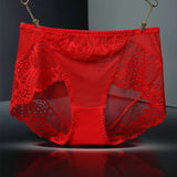 Sexy Transparent Lace Breathable Comfortable Mid-Rise Cotton Crotch Hips Fiery Pants