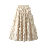 Industry Three-Dimensional Wave Point Black Mesh Half-Body Dress 2025 New Design Sense Hepburn Style Long Umbrella Skirt