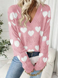 Wear Knitted Top Girl Loose Hollow V Collar Love