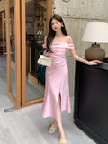 Xixi 2025 Summer Dress New Temperament Shoulder Sling Dress High-End Long Dress Women
