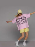 And Spicy Wind Shoulder Short-Sleeved Letter Printing T-Shirt Girl Spring Small Loose Thin Top