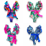 Double-Layer Lotus Edge Deep V Sexy Bare Back Tied With Ajoint Swimsuit Woman 2025 New Pressure Belt