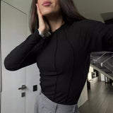Zingj Bottom Shirt Autumn Winter Round Collar Tight Edge T Shirt Female Tight Temperament Commuter Top Women's