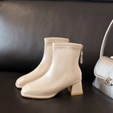 Boots Women's New 2025 Autumn And Winter Naked Boots Femininity Retro Short Boots Women's Heads Thick And Single Boots
