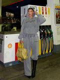 Old Printed Wear Sets High Street Trend Hooded Long-Sleeved Tops To Make Casual