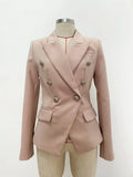 High-Grade Sharp Star Suit Jacket Female Metal Lion Head Buckle Double Buckle Small