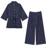 New With Denim-Blend Shirt 2885454 Wide Leg Trousers
