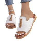 Flat-Bottomed Tuxedo Women Leopard-Print Rope Beach Cool Slippers Tide