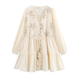 Explosion Women's Summer New Flower Embroidered With Long Sleeve