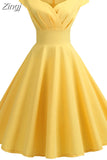 Dress Women Short Sleeve Hepburn 50s 60s Vintage Pin Up Rockabilly Dress Robe Elegant Evening Party