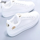 Women Casual Shoes New Spring Women Shoes Fashion Embroidered White Sneakers Breathable Flower Lace-Up Women