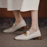 Shoes Female Summer 2025 New Spring Simple Korean Version Of Thick Heel Loafers With A Foot Pedal British Style Small Leather