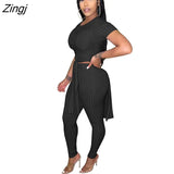 Women Suit Fashion Casual Two Piece Set Tracksuit Short Sleeve T Shirt Top Leggings Pants