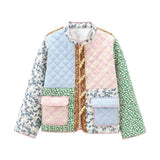 Autumn And Winter New Women's Clothing Collar Printing Cotton Loose Casual Splicing Cotton