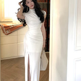 Sexy Long Slim Birthday Bodycon White Dress Women Clothing Summer New Short Sleeve Party Club Prom Elegant Black