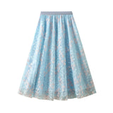 Embroidered Embroidered Waist-Up Double-Layer Mesh Dress Mid-Summer New Temperament Skirt Half-Dress Dress
