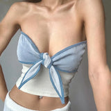 Zingj Women's Fall 2024 New Fashion Sexy Pure Desire Sweet Spicy Wind Bow Knot Color Wrapped Chest