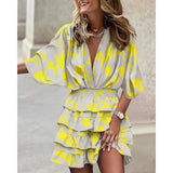 Explosion Autumn Bat Sleeve V Under The Collar Irregular Dress Women's