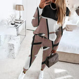Women's 2025 New Two-Piece Color-Print Long-Sleeved Round-Neck Casual Fashion