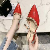 Half Slippers Women 2025 Summer New French Rivet Low Heel Cool Slippers Casual Fairy Dress