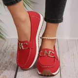 Women's Single Shoes 2025 Spring New Round Head Flat Solid-Colored Metal Chain Fashion Single Shoes Women's Casual