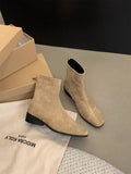 And Velvet Han Yen Hop Boots Women 2025 New Autumn And Winter Plus Velvet Thin Boots Velvet Thin Boots Square Head Zipper Short