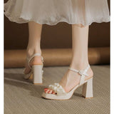 Open-Toe Sandals For 2025 New Summer French Dress With Pearl